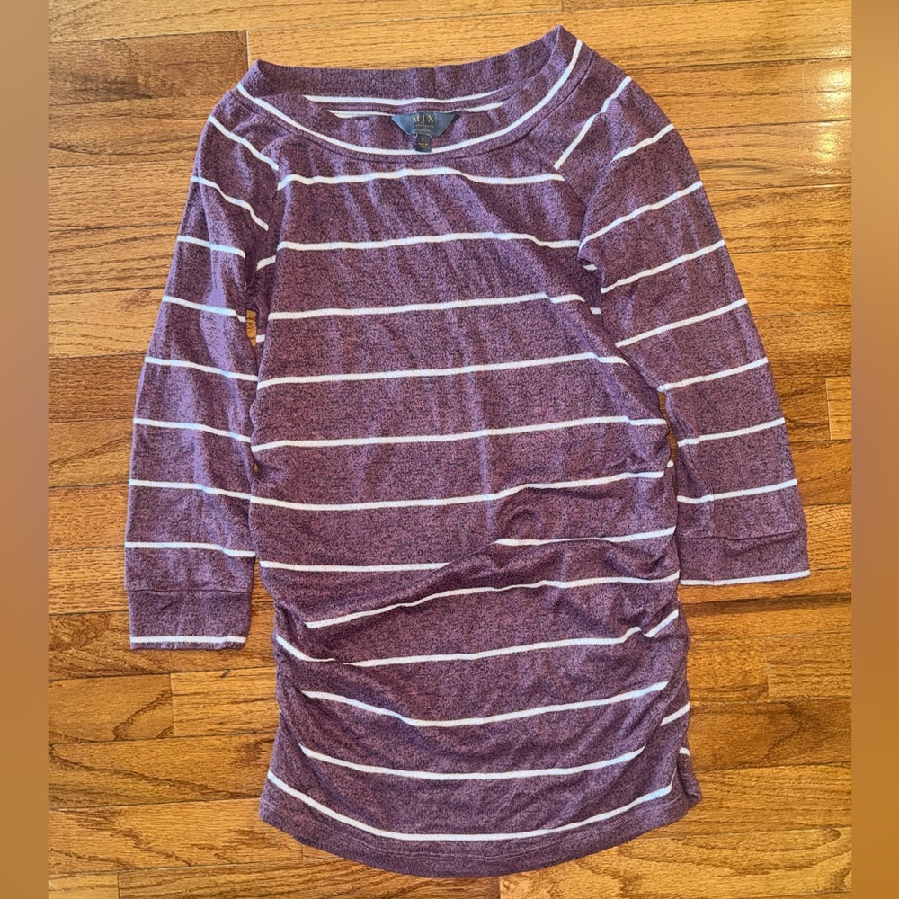 Plum and White Maternity Striped Top